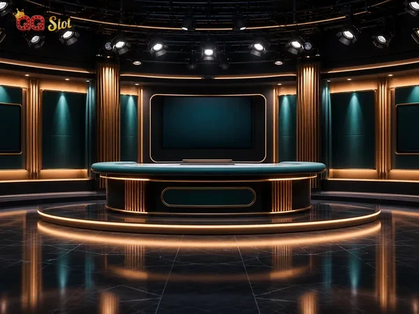Dealer nyata sedang memandu permainan Live Game dalam tampilan streaming HD